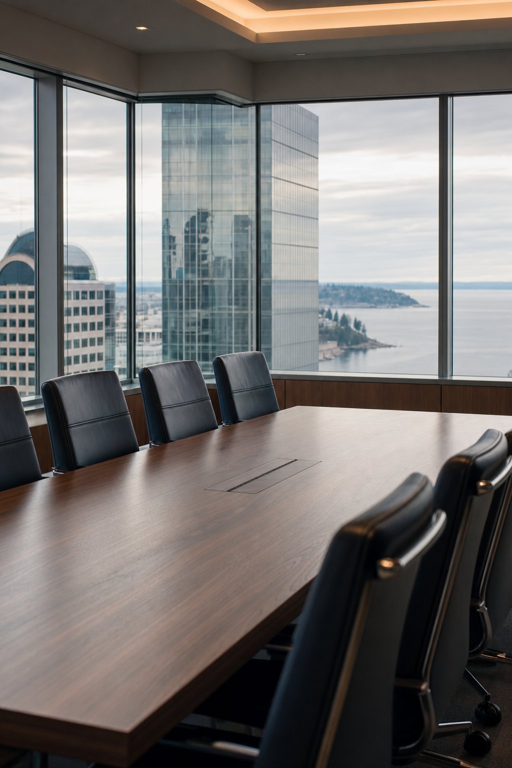 Conference room in a downtown Seattle office overlooking the water